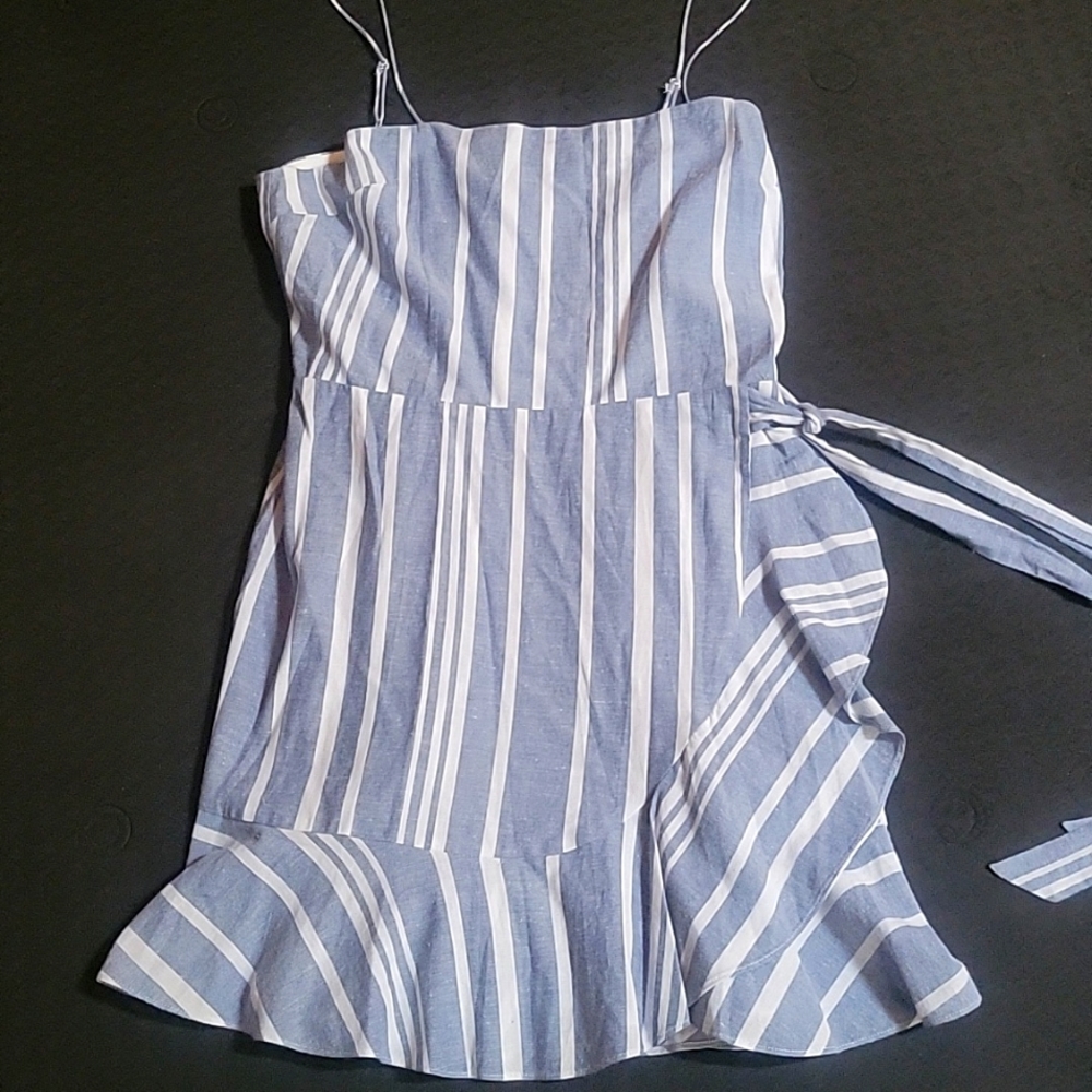 Express Dress Blue White Striped Large